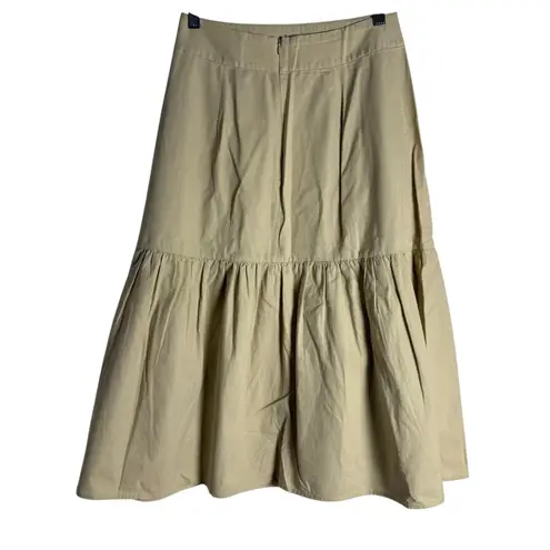 Tuckernuck Solid Tan Drop Waist Ruffled A-Line Cotton Skirt Size 6