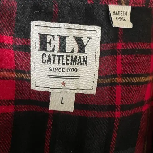 Ely Cattleman Women Flannel Top S Red Long Sleeve Pearl Snap Closure Western NEW
