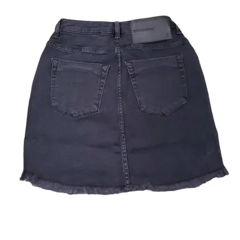 One Teaspoon  2020 Black Swan Denim Mini Skirt Size 25 NWT Raw Cutoff Hem Stretch