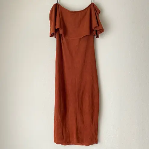 Lovely Day sz S orange off shoulder faux suede tube dress