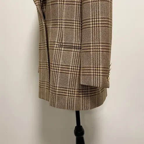 Escada Margaretha Ley Wool Blend Plaid Blazer 38 Ivory Brown Metallic Gold Size undefined