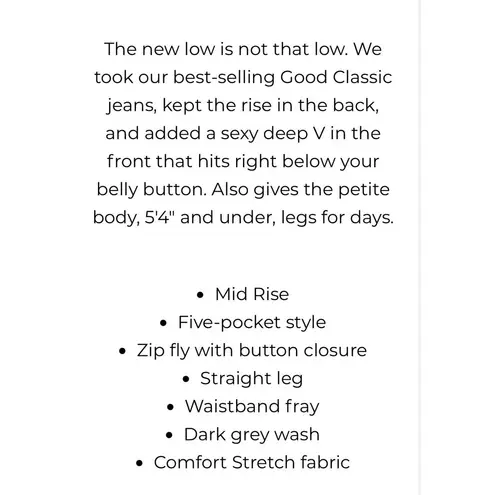 Good American Good Classic Low Waist Fray Black Gray Ankle Jeans womens 20 new