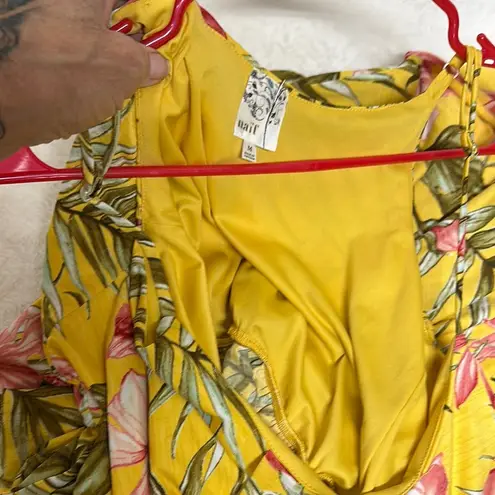 NAIF Anthropology Yellow Pink Maxi Sundress Resort Wear Size M
