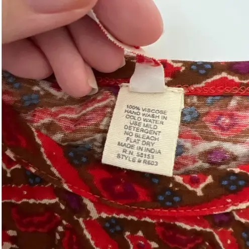 Raga NWT LA Printed Sleeveless Crew Neck Crop Blouse Top Red Women's Size Medium