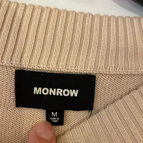Monrow Neutral Colorblock Crew Neck Sweater Gray Size M