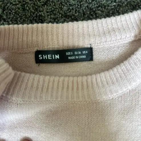 SheIn  Pink Sweater with Black Bow Details