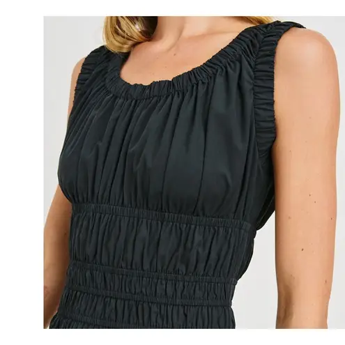 Rails  Anastasia Black Sleeveless Tiered Poplin Ruched Dress S