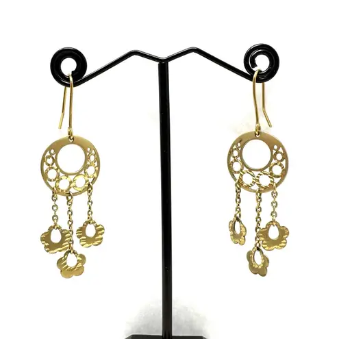 Solid 14K yellow gold dangle earrings, made in Italy