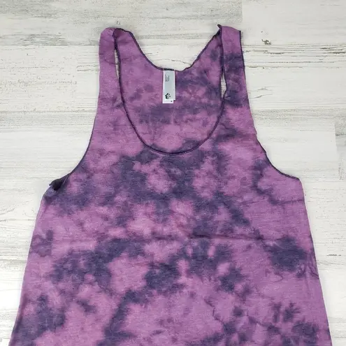 American Apparel NWOT  50/50 Custom Purple Bleach Tie Dye Crinkle Tank Top Medium