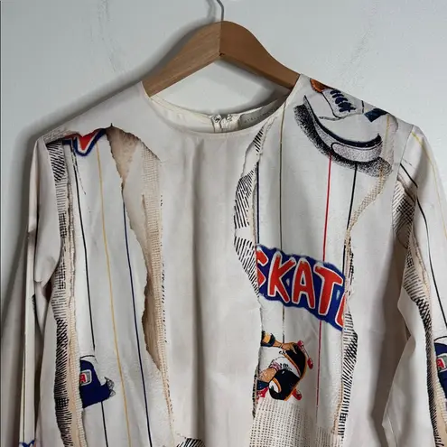 Stella McCartney Skate paper print blouse 100% silk Rare vintage size EU 40