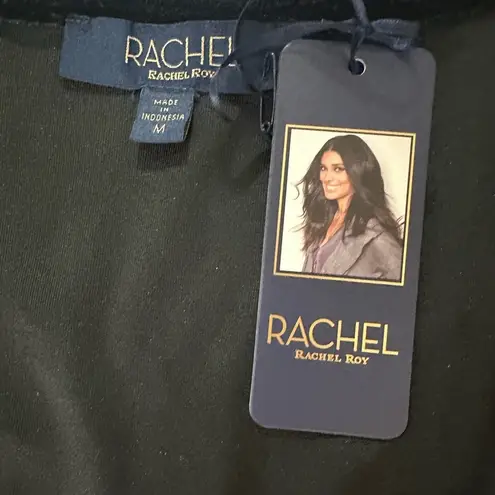 NWT Sexy Black Velvet Faux Wrap Blouse Med Whimsigoth Witchy Office Siren Corp