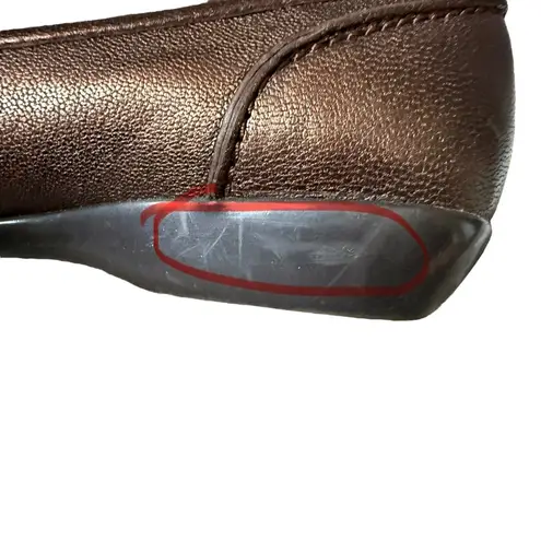 Etienne Aigner bronze metallic slip on loafers bow flats women's size 6 1/2M