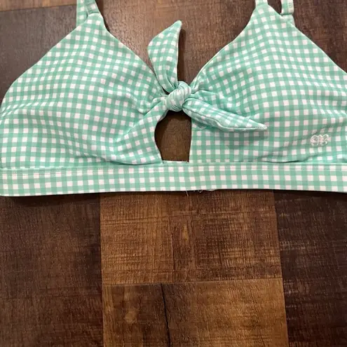 ALBION FIT Mint Checkered/Gingham Tie Bikini Swim Top Size XL