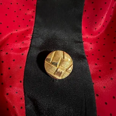 Vintage Andrea Gayle Two Piece Red & Black Dotted Skirt Set Size 16