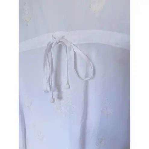 Melissa Odabash Sharize White Kaftan Cover up Pom Pom M/L Coastal Cowgirl Beach Size M