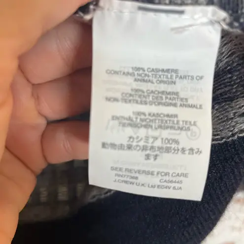 J.Crew  100% Cashmere Navy and Cream Checkered Cardigan