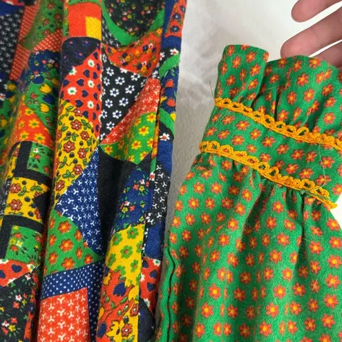 Vintage 60s Loungecraft Patchwork Maxi Dress Union Made Green Size undefined