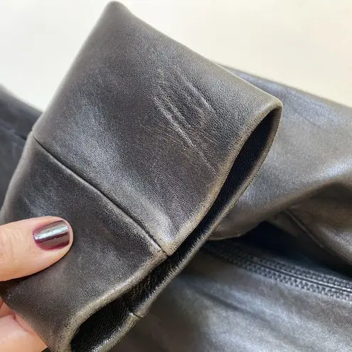 Mixit Leather Jacket Womens PS Black Buttons Pockets Long Sleeve Notch Lapel