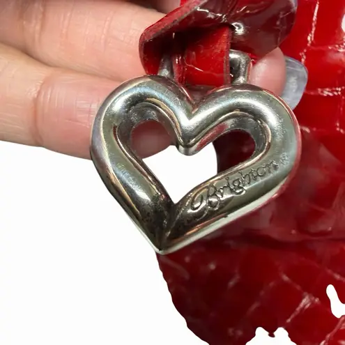 Brighton NWT  Cher Red Patent Croc Leather Shoulder Bag Heart Charm Cherrycore - Image 5