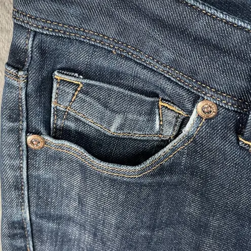 Lands' End Jeans Women's 6 Mid Rise Straight Dark Wash Minimalist Clean Girl Blue