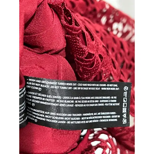 Keepsake Cranberry High Neck Sleeveless Cutout Lace Cocktail Dress Size S $289 Red