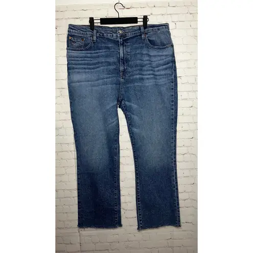 Outerknown Sea The Costa Crop Jeans Blue Wash Frayed Hem Denim Size 34 18