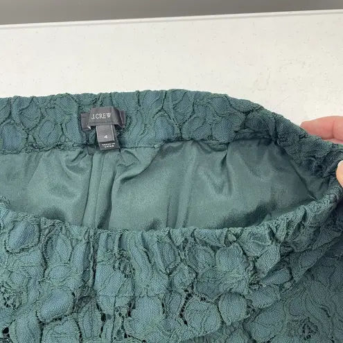 J.Crew  Size 4 Dark Pants Hunter Green Lace Pull On High Waist Straight Holiday