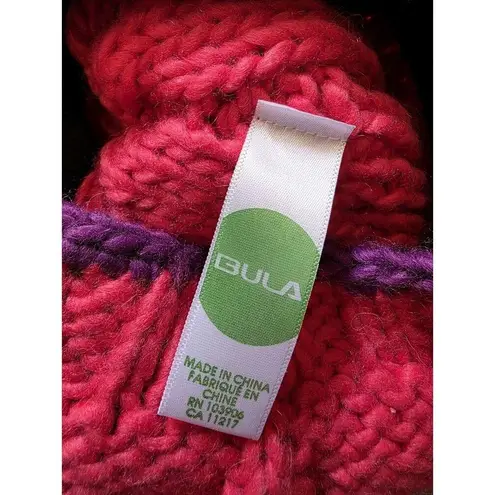 Bula Cable Chunky Knit Beanie Cap Hat OSFM Pom Ski Outdoor Winter Wonderland EUC Pink - Image 4
