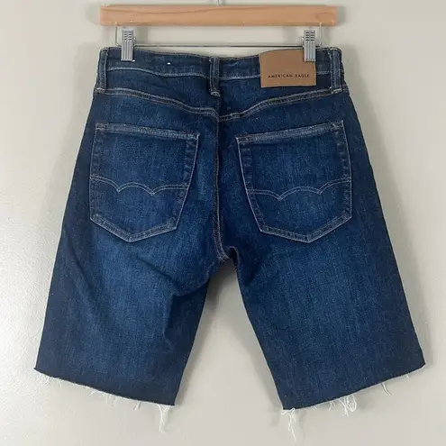 American Eagle Next Level Airflex Distressed Bermuda Denim Shorts Blue Size 28
