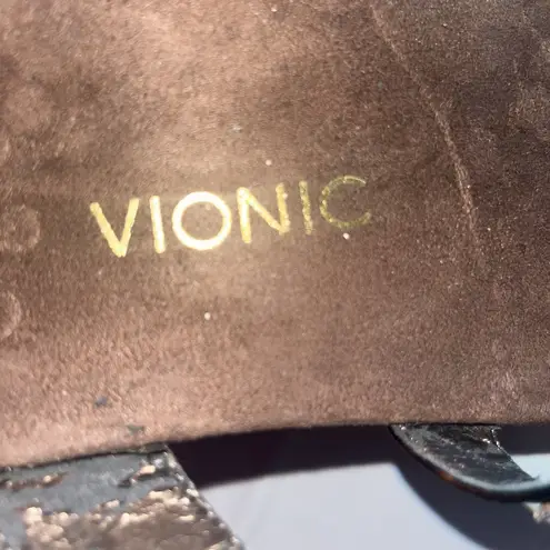 Vionic Brown Amber Tortoise Strappy Sandals Adjustable Orthopedic Woman's Size 8