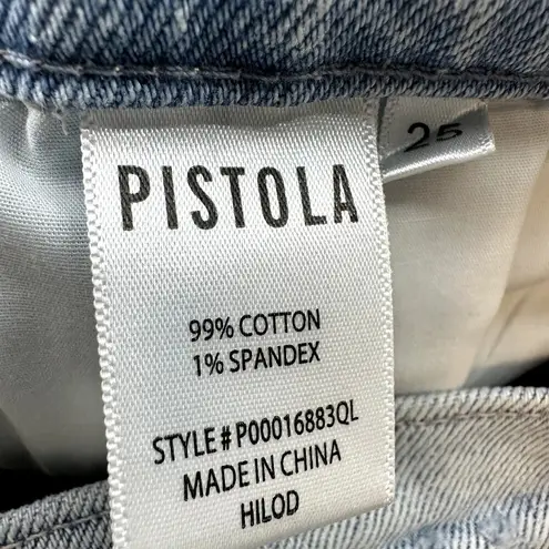 Pistola Charlie High Rise Classic Straight Ankle Jeans Distressed Button Blue 25