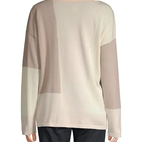 Lafayette Color block sweater silk wool blend :Box H: Tan