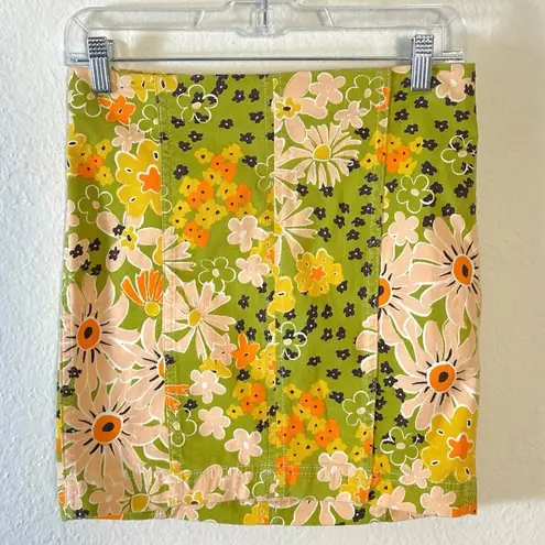 Free People  Retro 70s Flower Child Groovy Modern Femme Novelty Mini Skirt Size 4 - Image 4