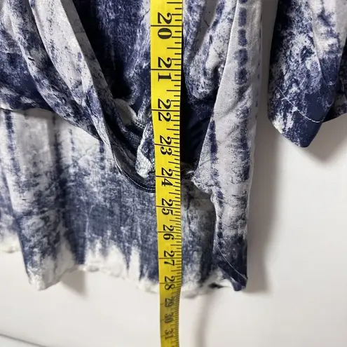 Staccato Boho Long Sleeve Wrap V neck Blue Shirt Top Blouse Tie Dye Size Medium