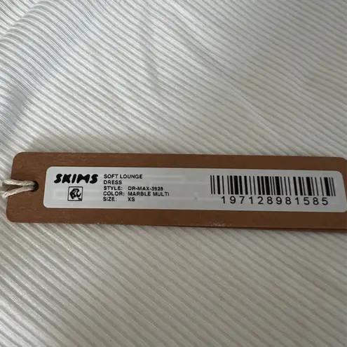 SKIMS NEW Soft Lounge Ringer Short Sleeve Maxi Dress Stretch Ribbed White XS