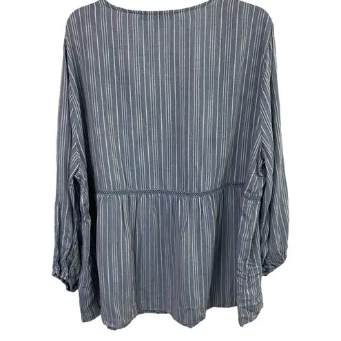 Fever Boho Striped Blouse Size XXL Blue