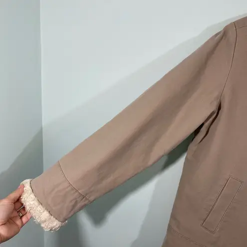 Esprit Vintage 90's Espirit Women's Beige Canvas Quilted Lined Fur Trim Jacket Size L