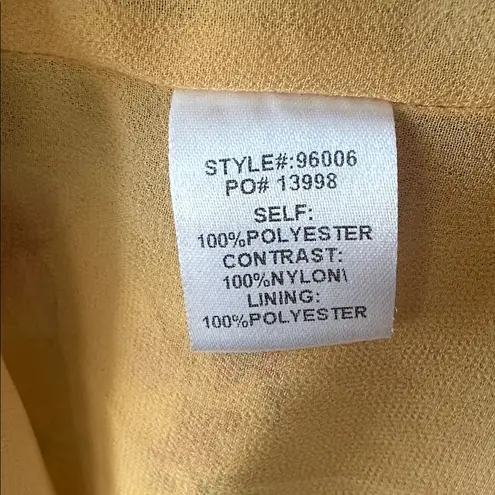 Skies Are Blue Mustard Yellow Floral Print Wrap Style Short Sleeve Dress