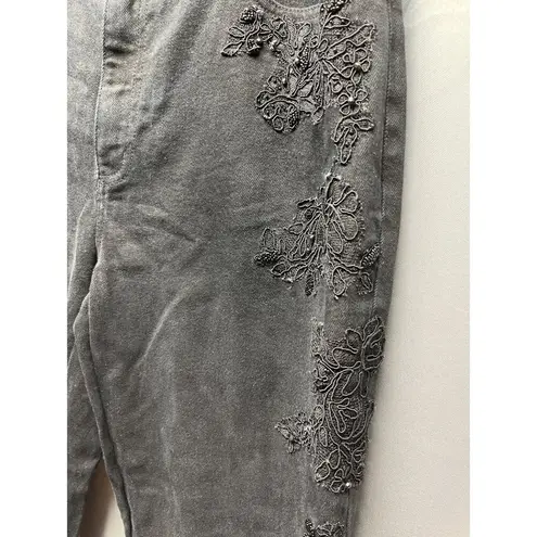 Lauren Ralph Lauren Women's Black Jeans Lace Side trim Flared Size 8 SKU 4605