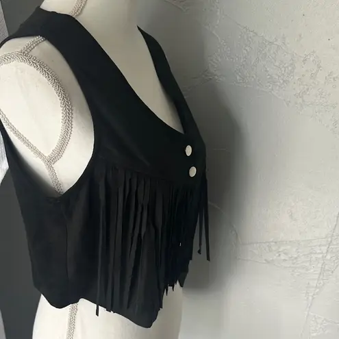 Elegant Black Fringe Sleeveless Top