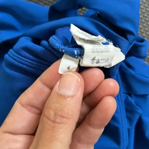 Bleu Rod Beattie Ring Me Up Plunge One-Piece Swimsuit Blue/Gold Sz 4 EUC