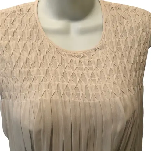 L'Agence L’AGENCE Silk Chiffon Textured Pleated Midi Dress Sz.4 Sleeveless Pin-tucks Grey