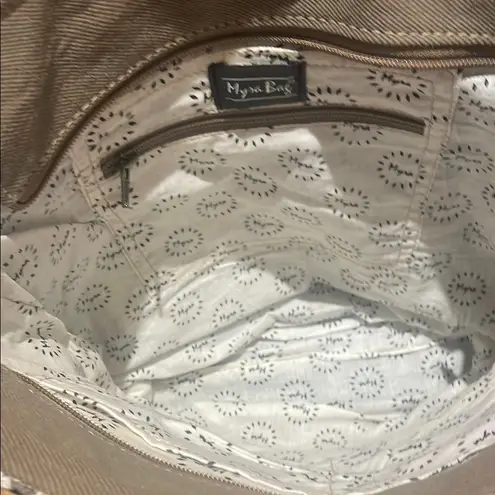 Myra Bag Geometric Black and White Tote with Suede Accents