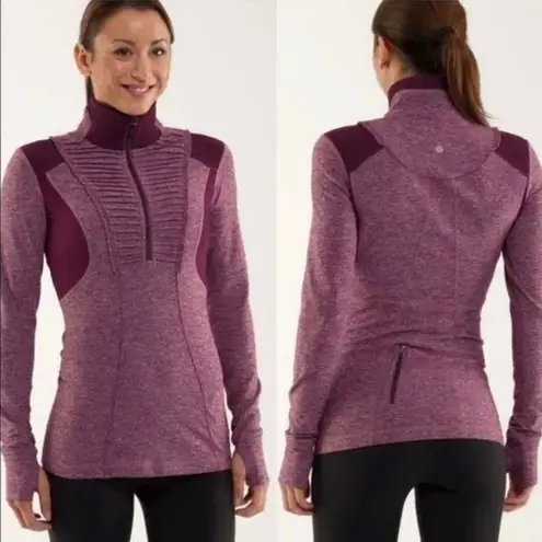 Lululemon ‎ Run Your Heart Out Pullover Quarter Zip in Heathered Plum