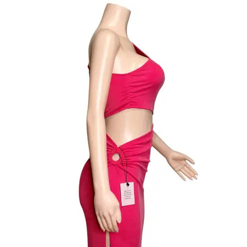 Michael Costello x REVOLVE Decker One Shoulder Cut-Out Jersey Gown, Red, Small
