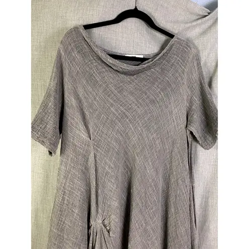 lamb Linen Gray Lagenlook Dress Minimalist Artisanal Tunic Scandinavian Style L Size L - Image 10