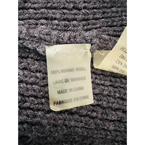 Elie Tahari Sweater Womens L Gray Long Jacket Cardigan Chunky Ruffle Collar Wool