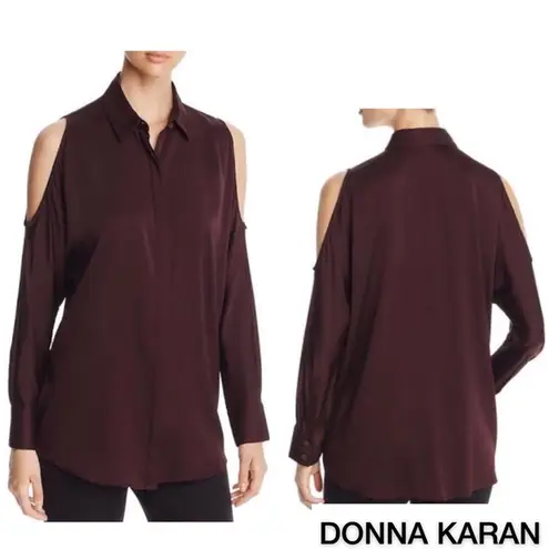 Donna Karan DONNA KARANCold Shoulder Stretch Silk Blou…