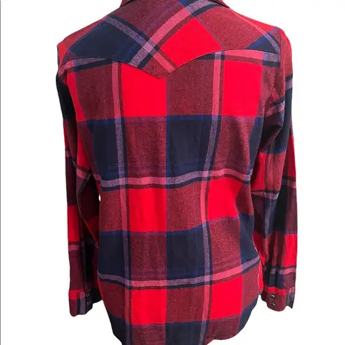 Wrapper Wrangler Red/Blue Flannel Plaid Shirt