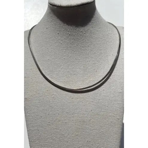 Vintage 925 MEXICO Sterling Silver Open Wire Choker Necklace Signed Medusa